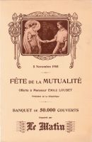 Déjeuner du 05 novembre 1905 Fête de la Mutualité offerte à M. Emile Loubet