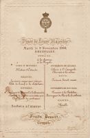 BELGIQUE Dîner de leurs Majestés mardi 9 novembre 1886 Léopold II Château de Laeken