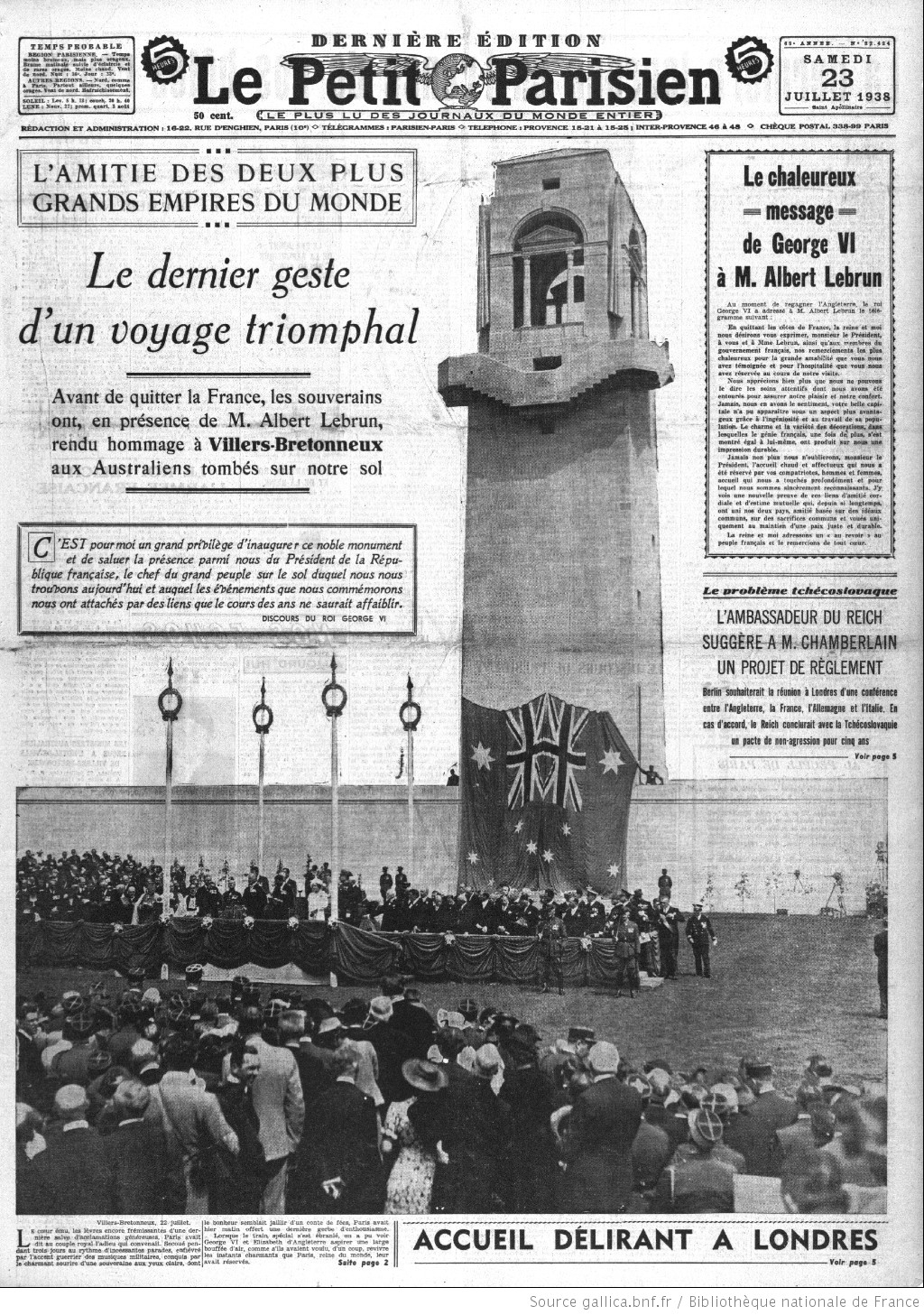 Le Petit Parisien du 23-07-1938 (Gallica.bnf.fr)