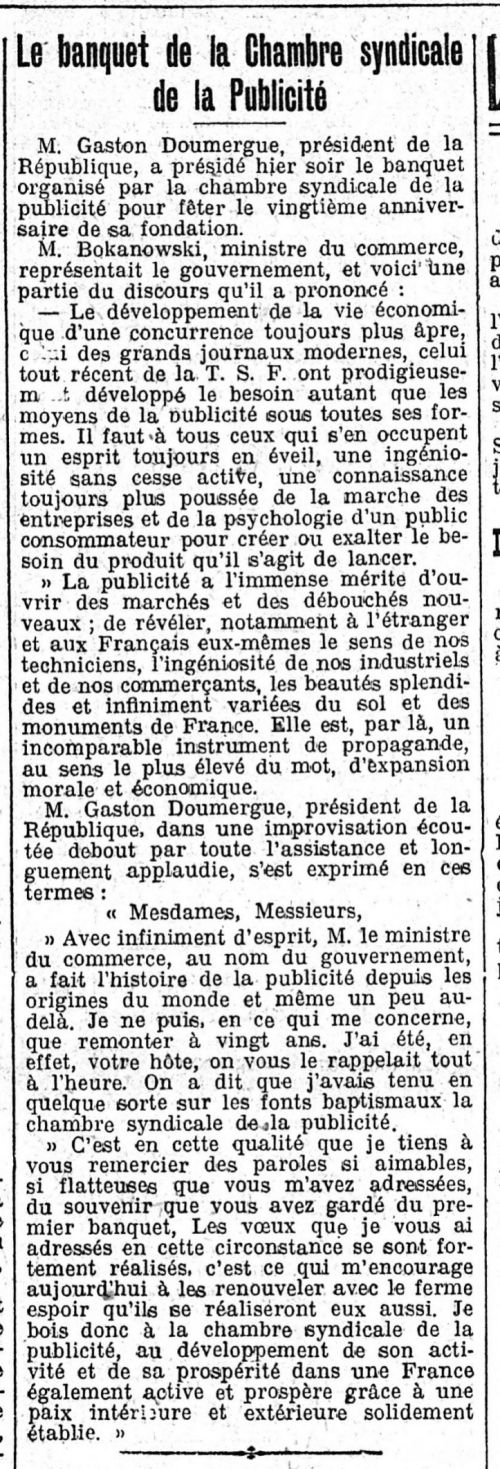 Le Gaulois du 25-01-1927 Source: Gallica.bnf.fr