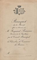 Banquet du 31 mai 1914 offert par la ville de Rennes en l‘honneur de M. Raymond Poincaré Président de la République