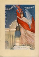 Dîner du 21 avril 1914<br />offert en l‘honneur <br />de la Reine Mary et du Roi Georges V<br />Palais de l‘Elysée<br /><br />Potage Tortue Claire<br />Mousseline de Volaille<br />Croustades à la Montglas<br />Truites Saumonées de la Loire<br />Agneau de Pauillac Massenet<br />Suprêmes de Gélinottes<br />Noisettes de Foie gras à la gelée<br />Spooms au Clicquot<br />Granités à la Mandarinette<br />Poulardes de la Bresse truffées à la Broche<br />Petits Jambons glacés au Marsala<br />Salade Montfermeil<br />Asperges en Branches sauce Crème<br />Champignons de Rosée à la Meunière<br />Glace Francillon<br />Petits Palmiers<br />Dessert