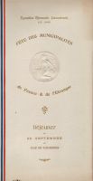 Déjeuner du 23 septembre 1900 Fête des Municipalités de France et de l‘Etranger Bois de Vincennes Paris