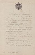 Invitation pour le Banquet Breton du vendredi 20 août 1858 Madame la Comtesse<br />de Labédoyère Dame du Palais de S M l‘Impératrice